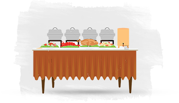 Varieties of dishes on table - Buffet Style catering